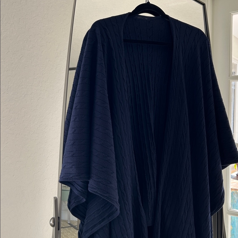 Talbots Navy Blue Cable-Knit Wrap